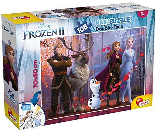 Liscianigiochi 73399 Disney Puzzle 2 in 1 Doppelseitig supermaxi 108 Stück Die Eiskönigin Frozen,Kinderfiguren Disney Puzzle von Liscianigiochi