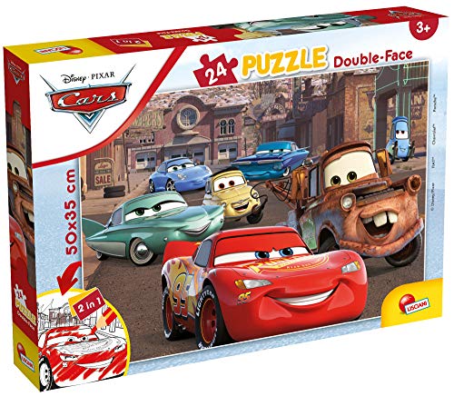 Lisciani - DISNEY Cars Puzzle - 24 Stück - Kreatives Spiel - Mehrere Figuren - Double Face - 2 in 1 - Puzzle und Coloring - 50 x 35 Cm - Für Kinder ab 3 Jahren von Liscianigiochi