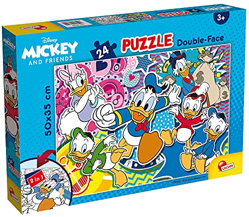 Lisciani – DISNEY Mickey and Friends Puzzle – Donald Duck – 24-teiliges Puzzle – 2-in-1-Puzzle – doppelseitig – Rückseite zum Ausmalen – Lernspiel – fördert die Kreativität – ab 3 Jahren von Liscianigiochi