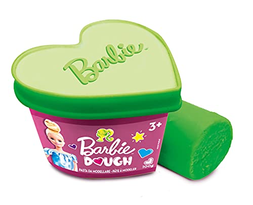 Lisciani - Barbie Dough - Herzform-Töpfchen, Knetmasse, 100 g - Kreatives Spiel für Mädchen ab 3 Jahren - 88737- Herz-Töpfchen mit Knetmasse zum Sammeln - 6 Farben verfügbar. Mit Barbie-Ausstechern. von Liscianigiochi