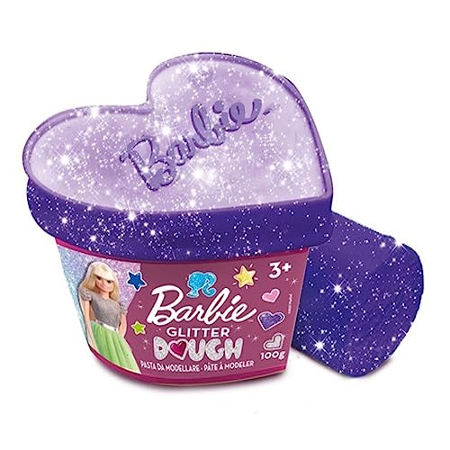 Liscianigiochi 88744 Dough Herz von Barbie Glitter, Glitter dough, Dose mit Stempel, Nicht Zutreffend. von Liscianigiochi