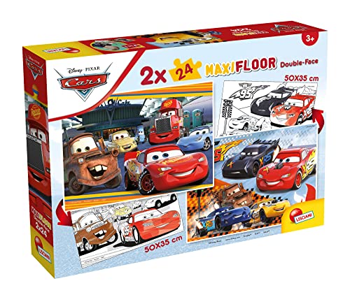 Liscianigiochi 91713 Maxifloor 2 x 24, Disney Doppelseitiges Puzzle 2 x 12 stück Cars von Liscianigiochi