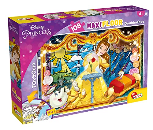 Liscianigiochi 91775 Df Maxi Floor Bella E Das Biest, Disney Puzzle 108 Teile von Liscianigiochi