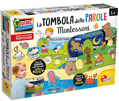 Liscianigiochi 92802 Montessori Maxi Tombola Buchstaben und Wörter, Nicht zutreffend, M von Liscianigiochi