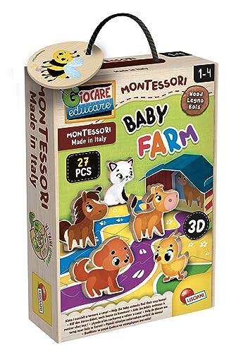 Liscianigiochi 96886 Animals Montessori Wood Baby Farm, BABY-3D TIERPUZZLE 27p, Einheitsgröße von Liscianigiochi