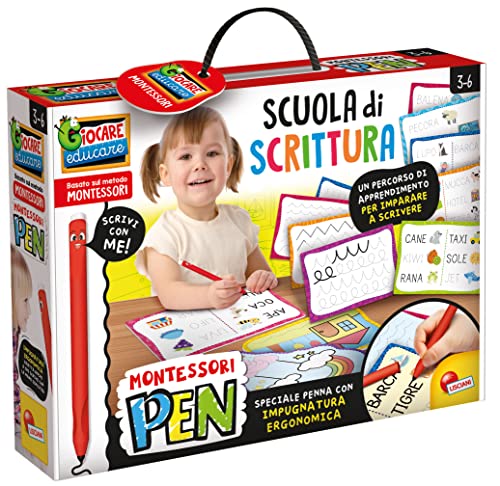 Liscianigiochi 97081 Montessori Pen Super Schrift Lernspiel mit dem anatomischen Stift, Mehrfarbig, M von Liscianigiochi