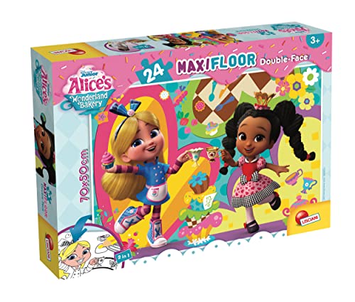 Liscianigiochi 99535 DF Maxi Floor Alice's IN Wonderland BACKERY, Alice Disney Puzzle 24 Teilen, Puzzle doppelseitig 24 Stück Alice im Wunderland von Liscianigiochi