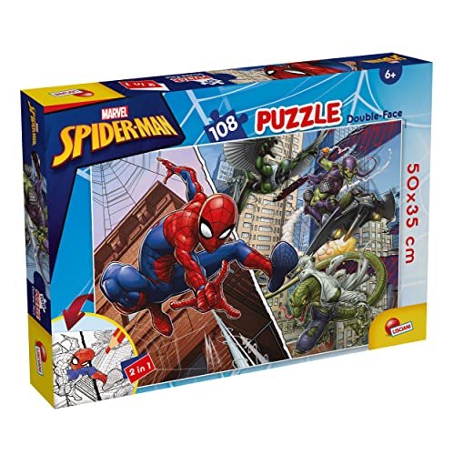 Liscianigiochi - Marvel Puzzle DF Plus 108 Spiderman, Mehrfarbig (99702) - Rekonstruiere und kolorieren die schönsten Szenen deines Lieblingssuperhelden! von Liscianigiochi