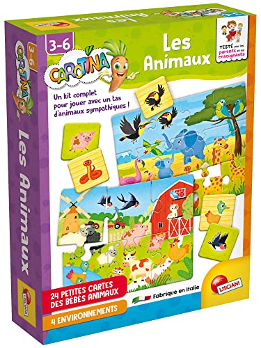 Lisiciani – Tier-Set – Lernspiel Puzzles und Karten – Waldtiere, Savanne, Meerestiere – für Kinder von 3 bis 6 Jahren – Carotina von Liscianigiochi