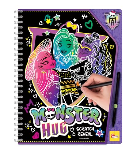 LISCIANI - MONSTER HIGH - Kratzzeichnungsbuch Monster High - Monsterumarmung - Für Kinder ab 4 Jahren - Kratzentdeckung - 44 Seiten - Kratzstift inklusive - Mehrfarbig, Gold & Glitzer von LISCIANI