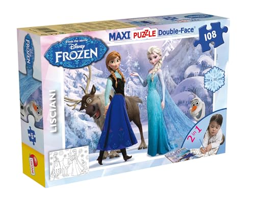 Liscianigiochi Lisciani 46904 Disney Frozen 2 in 1 Doppel Gesicht supermaxi Stück Die Eiskönigin, Puzzle Beidseitig 108 Teile von Liscianigiochi