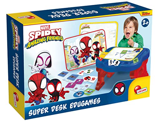 Lisciani - Marvel Spidey - Super Edugames-Büro - Didaktisches Büro mit über 10 Lernspielen - Für Kinder ab 2 Jahren - Fördert Kreativität und Logik - Hergestellt in Italien von Liscianigiochi