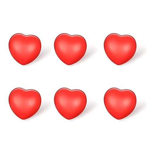 Lisher Anti-Stress-Bälle, 3,9 cm, Rot, Herzform, Anti-Stress-Ball in Herzform, Anti-Stress-Ball, aus Schaumstoff, für Schulausgaben, 6 Stück von Lisher