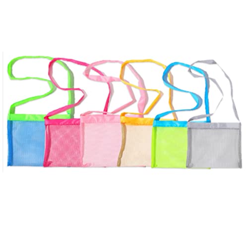 Lisher Set mit 6 Strandtaschen aus Netz für Kinder, Muscheln, Picknickgurt zum Schwimmen, Strandtasche aus Netz von Lisher