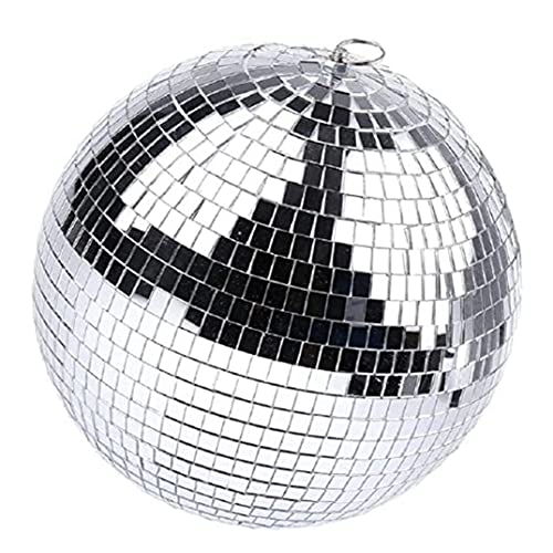 Lisher Silver Mirror Disco Ball Mirror Disco Ball mit Aufhängering für Lichteffekte, Party, Heimdekoration, Club Stufe (8 Zoll) von Lisher