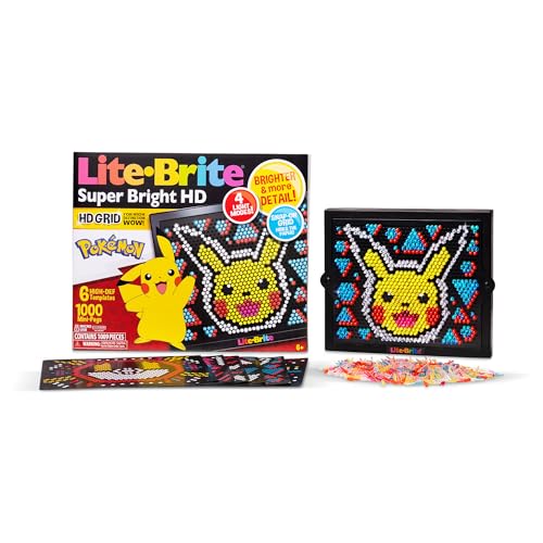 Lite Brite Super Bright HD, Pokemon Edition - Kreativer Retro-Leuchtbildschirm - Lernspiel für Kinder, fördert die Kreativität, Geschenk für Jungen und Mädchen ab 6 Jahren von Lite Brite