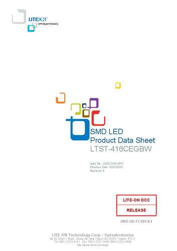 Lite-On LTST-416CEGBW SMD-LED PLCC RGB 360 mcd, 900 mcd, 224 mcd 120° von Lite-on