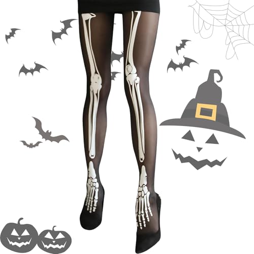 Lithyc Halloween-Skelett Lange Socken-Cosplay-Skelett Halloween-Socken-Halloween-Overknees-StrüMpfe-Skelett-Geeignet FüR Maskeraden, UrlaubskostüMe von Lithyc