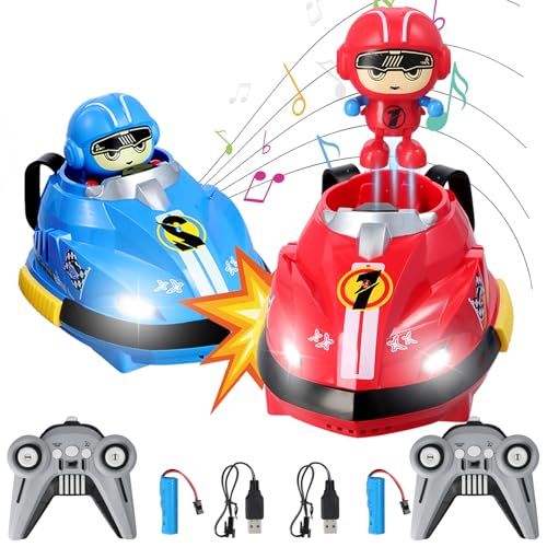 Litinliv 2 Pack Ferngesteuertes Auto Spielzeug für Zwei Gegeneinander, Spielzeugautos mit Fernbedienung, Ersatzbatterie, Auswerfbare Treiber, Musik, Licht, Geschenke für Kinder ab 3 Jahre von Litinliv