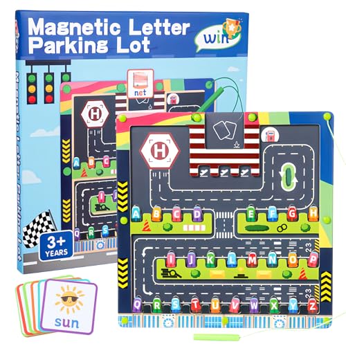 Litinliv Magnetspiel Labyrinth Spielzeug, Magnetisches Alphabet Puzzle, Lernspiele zum Buchstaben Lernen, Montessori Spielzeug Magnetspiel Labyrinth, Montessori Spielzeug ab 3 4 5 6 Jahre von Litinliv