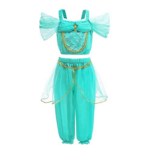 Lito Angels 2 Stück Prinzessin Jasmin Kleid Kostüm Karneval Verkleidung für Kleinkind Mädchen Größe 10-12 Jahre 152 von Lito Angels