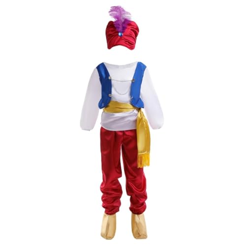 Lito Angels Aladdin Arabischer Prinz Kostüm Kleid Verkleidung mit Hut und Genie Schuhüberzug für Kinder Jungen Größe 4-5 Jahre 110 (Tag-Nummer 0S) von Lito Angels