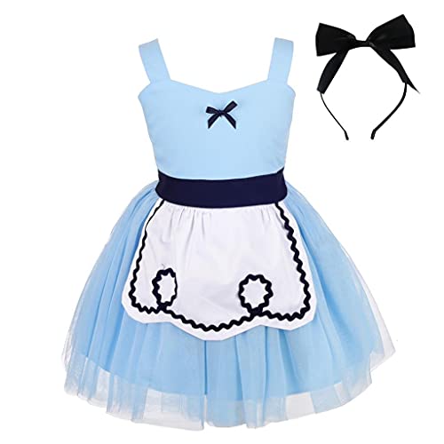 Lito Angels Alice im Wunderland Kostüm Kleid mit Schleife Haarreifen für Baby Mädchen Größe 12-18 Monate 86, Blau von Lito Angels