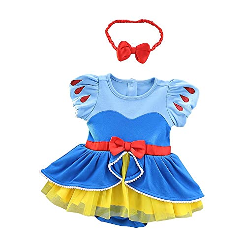 Lito Angels Prinzessin Schneewittchen Kleid mit Stirnband für Baby Mädchen, Body Strampler Kostüm Verkleidung, Größe 9-12 Monate von Lito Angels