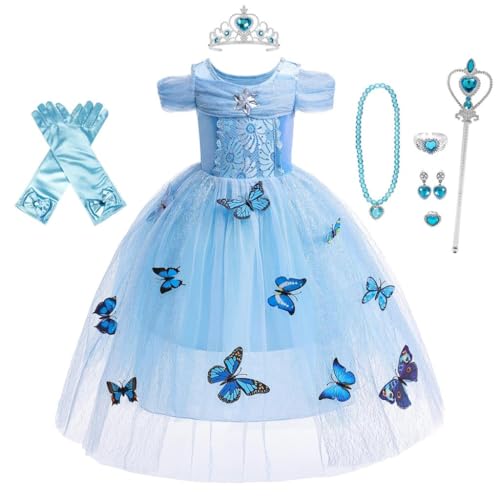 Lito Angels Cinderella Kleid mit Zubehör für Kinder Mädchen, Prinzessin Aschenputtel Kostüm Verkleidung, Größe 2 Jahre 92, Blau von Lito Angels