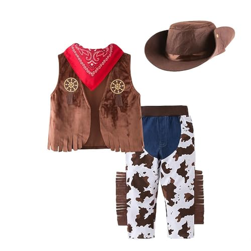 Lito Angels Cowboy Kostüm Kleidung Verkleidung mit Bandana, Weste und Hut für Baby Jungen Größe 3-6 Monate 62 68, Braun (Tag-Nummer 60) von Lito Angels