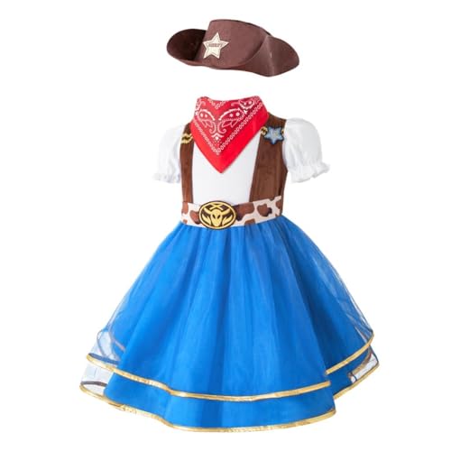 Lito Angels Cowgirl Kostüm Kleidung Verkleidung mit Bandana und Hut für Kleinkind Mädchen Größe 2-3 Jahre 98, Blau Lito Angels Cowgirl Kostüm Kleidung Verkleidung mit Bandana und Hut für Kleinkind Mädchen Größe 2-3 Jahre 98, Blau von Lito Angels