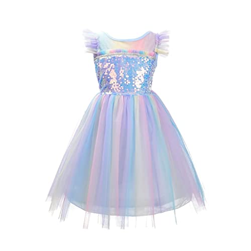 Lito Angels Einhorn Prinzessin Kleid für Kinder Mädchen, Blau Regenbogen Tüllkleid, Größe 10-12 Jahre 146 152 (Tag-Nummer 160) von Lito Angels