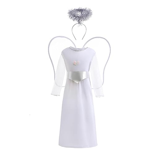 Lito Angels Engel Kostüm weißes Kleid Verkleidung mit Flügel und Heiligenschein für Kinder Mädchen, Größe 11-12 Jahre 152 (Tag-Nummer XL) von Lito Angels