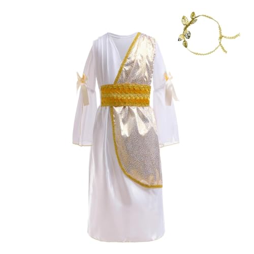 Lito Angels Griechische Römische Göttin Karneval Kostüm Kleid Verkleidung mit Lorbeerkranz Gold für Kinder Mädchen Größe 11-12 Jahre 152 (Tag-Nummer XL) von Lito Angels