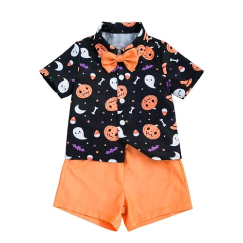 Lito Angels Halloween Kürbis Kostüm Kleidung Verkleidung Anzug Set mit Hemd, Shorts und Fliege für Kinder Jungen Größe 3-4 Jahre 104 (Tag-Nummer 110) von Lito Angels