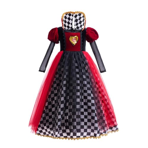 Lito Angels Herzkönigin Alice im Wunderland Kostüm Kleid Verkleidung für Kinder Mädchen Größe 10-11 Jahre 146, Rot Schwarz (Tag-Nummer 150) von Lito Angels