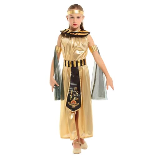 Lito Angels Kleopatra Karneval Kostüm Kleid Verkleidung mit Zubehör für Kinder Mädchen Größe 12-13 Jahre 158, Gold Schwarz von Lito Angels