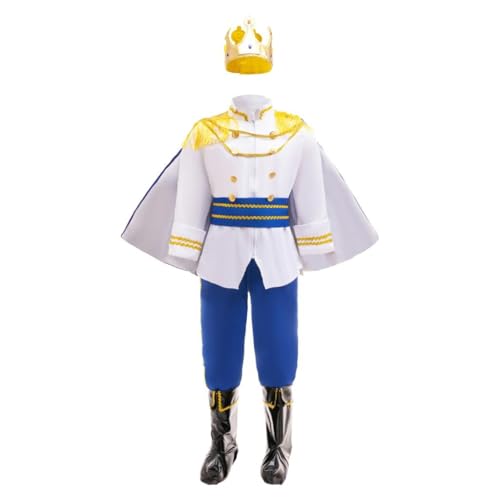 Lito Angels Königlicher König Charmant Kostüm Prinz Kleid Verkleidung mit Krone für Kinder Jungen Größe 7-8 Jahre 128, Blau von Lito Angels