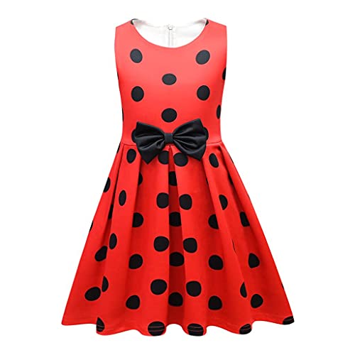 Lito Angels Ladybug Marienkäfer Kostüm Kleid für Kinder Mädchen, Rot Schwarz Polka Dot Verkleidung, Größe 9-10 Jahre 140, 289 von Lito Angels