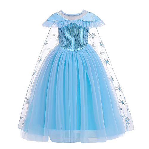 Lito Angels Kinder Mädchen Prinzessin Elsa Kostüm Kleid Verkleidung mit Cape Größe 3-4 Jahre 104 Stile B von Lito Angels