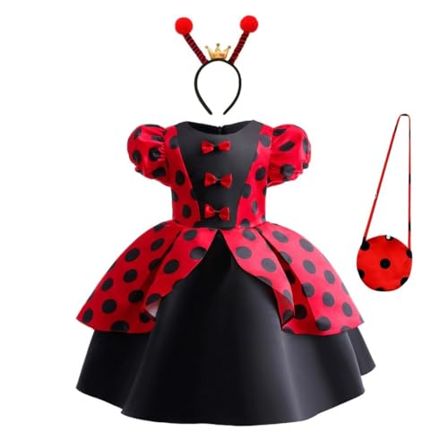 Lito Angels Marienkäfer Ladybug Kleid Kostüm Verkleidung mit Haarreif und Tasche Kleinkind Mädchen Größe 3-4 Jahre 104 (Tag-Nummer 110) von Lito Angels