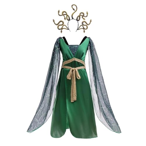 Lito Angels Medusa Griechische Karneval Kostüm Kleid Verkleidung mit Schlange Haarreif für Kinder Mädchen Größe 11-12 Jahre 152 von Lito Angels