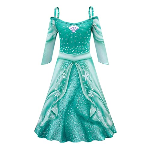 Lito Angels Meerjungfrau Prinzessin Arielle Kostüm Kleid Verkleidung für Mädchen Kinder, Größe 5-6 Jahre 116, Grün von Lito Angels