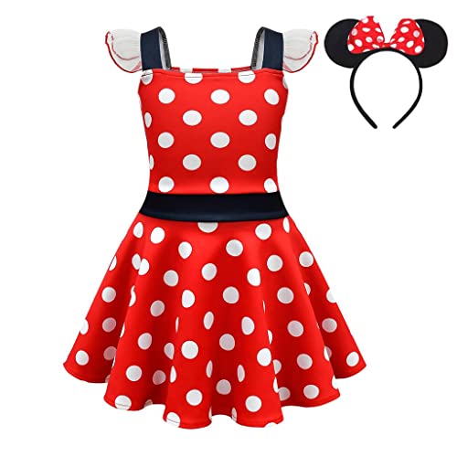 Lito Angels Minnie Mouse Kleid Kostüm Verkleidung mit Maus Ohren Haarreifen für Kinder Mädchen Größe 5-6 Jahre 116, A - Rot Lito Angels Minnie Mouse Kleid Kostüm Verkleidung mit Maus Ohren Haarreifen für Kinder Mädchen Größe 5-6 Jahre 116, A - Rot von Lito Angels