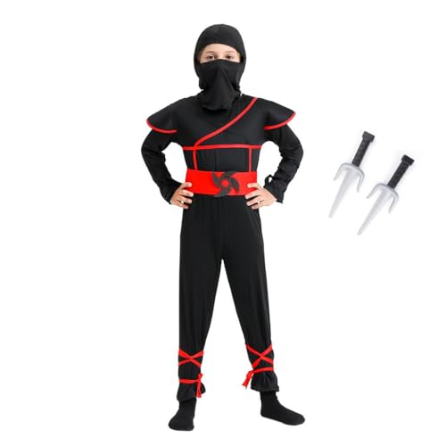 Lito Angels Ninja Kostüm Kleidung Verkleidung Set mit Maske und Zubehör für Kinder Jungen Größe 10-11 Jahre 146, Schwarz (Tag-Nummer XL) von Lito Angels