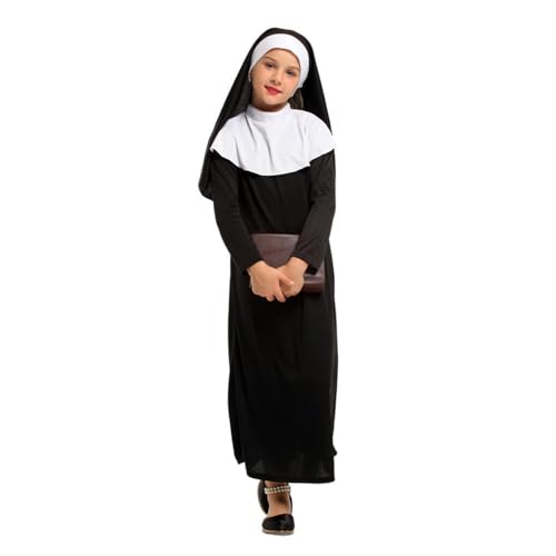 Lito Angels Nonne Kostüm Kleid Verkleidung mit Kopfbedeckung und Kragen für Kinder Mädchen Größe 12-13 Jahre 158, Schwarz Lito Angels Nonne Kostüm Kleid Verkleidung mit Kopfbedeckung und Kragen für Kinder Mädchen Größe 12-13 Jahre 158, Schwarz von Lito Angels