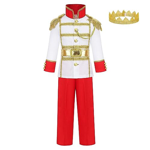 Lito Angels Prinz Charmant Königlicher König Kostüm Kleid Verkleidung mit Krone für Kinder Jungen Größe 4-5 Jahre 110, Rot (Tag-Nummer XS) von Lito Angels