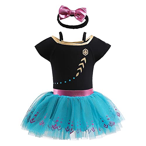 Lito Angels Prinzessin Anna Kleid mit Stirnband für Baby Mädchen, Eiskönigin Body Strampler Kostüm Verkleidung, Größe 6-9 Monate 74 von Lito Angels