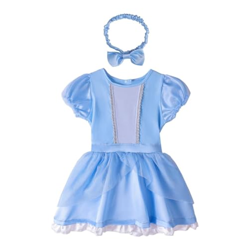 Lito Angels Prinzessin Aschenputtel Cinderella Kleid mit Stirnband für Baby Mädchen, Body Strampler Kostüm Verkleidung, Größe 0-3 Monate von Lito Angels