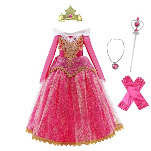 Lito Angels Prinzessin Aurora Kleid Kostüm Dornröschen Verkleidung mit Zubehör für Kinder Mädchen Größe 11-12 Jahre 152, heißes Rosa (Tag-Nummer 150) von Lito Angels